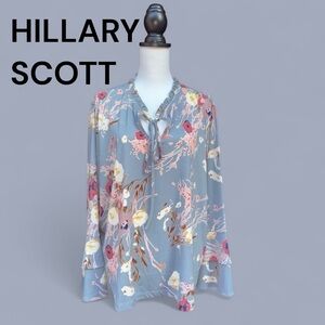 Hillary Scott Floral Print Blue and Pink Long Sleeve Women’s Plus Size 1XL